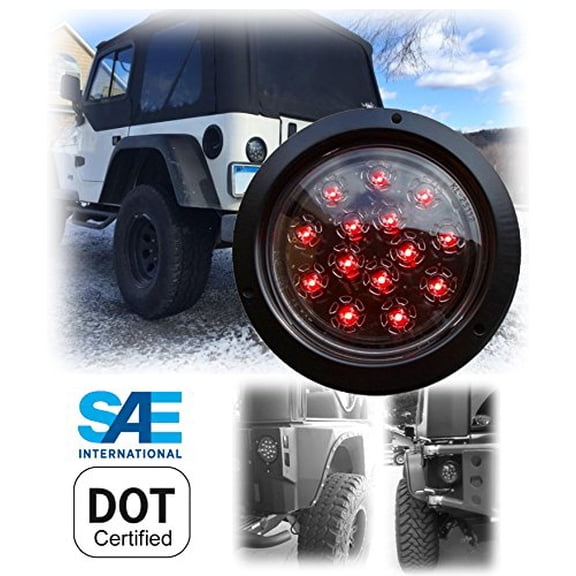 Red Round 5-3/8" Flush Mount Brake Stop Turn Tail Signal BRIGHT LED Light For TRUCK TRAILER JEEP TRACTOR