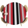 thumbnail image 1 of Red and Round Fitted Table Cover Black Striped Abstract Geometric Vertical Stripes Waterproof Table Cloth with Elastic Edge Wipeable Tablecloth for Picnic Camping Party Fits 55"-60" Diameter, 1 of 8