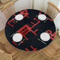 thumbnail image 1 of Red Round Fitted Tablecloth with Elastic Edge, Waterproof Wipeable Round Polyester Table Cover for Kitchen Dining Party Holiday, 1 of 8