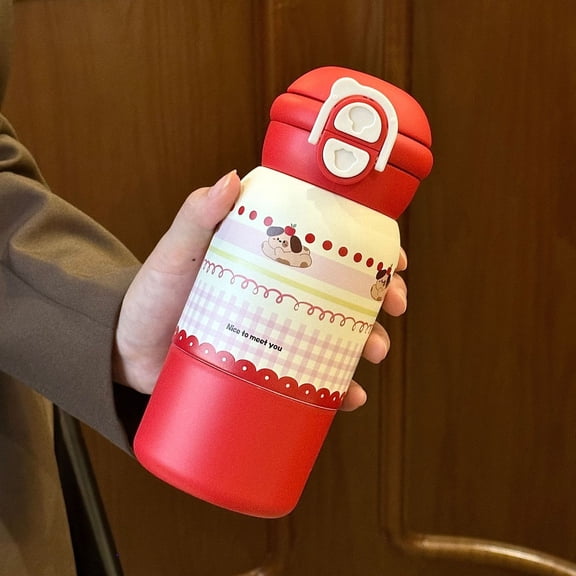 Red Round Lid 304 Stainless Steel Thermal Straw Water Cup, Attractive New Design For Women Girls Students - 304 Stainless Steel Body, Leak-Proof Straw Lid, Keeps Drinks Hot Or