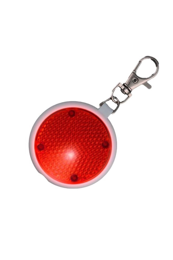 Red Round Personal Safety Emergency Keychain Set with Flashlight Blinkers