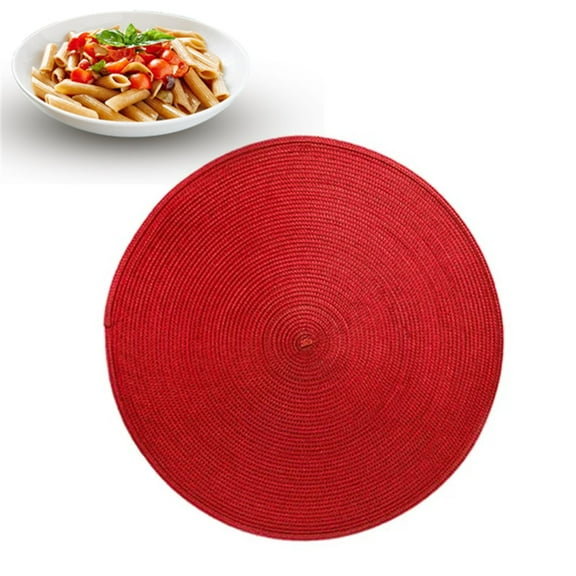 Red Round Placemat, 15 Inch Diameter, For Dining Table, Kitchen, Daily Meals, Parties, Red Table Mat For Dishes, Plates, Home Decor - 1 Piece