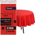 thumbnail image 1 of Red Plastic Tablecloth - Round Disposable (12 Pack) Bulk - Heavy Duty Table Cloth (84” Inches), 1 of 6