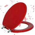 thumbnail image 1 of Red Round Toilet Seat Natural Wood Toilet Seat with Zinc Alloy Hinges, Easy to Install also Easy to Clean, Scratch Resistant Toilet Seat by  (Round, Red), 1 of 5