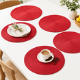 Red Round Woven Polypropylene Placemats, Set of 6, 13.5 Inch Diameter ...