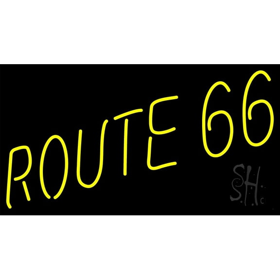 Red Route 66 LED Neon Sign 20 x 37 - inches, Black Square Cut Acrylic Backing, with Dimmer - Bright and Premium built indoor LED Neon Sign for caf, club, party, event and stroefront.