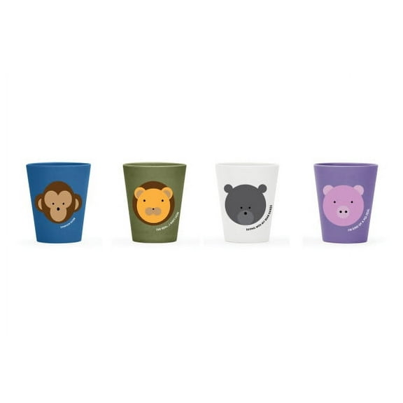 Red Rover Bamboo Cup, Set of 4, (Blue, Green, Purple, White)