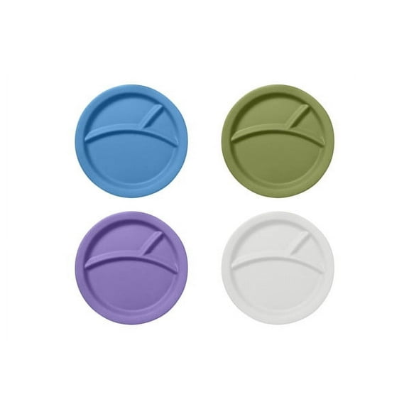 Red Rover Divided Plates, Bamboo, Set of 4 (Blue, Green, Purple, White)