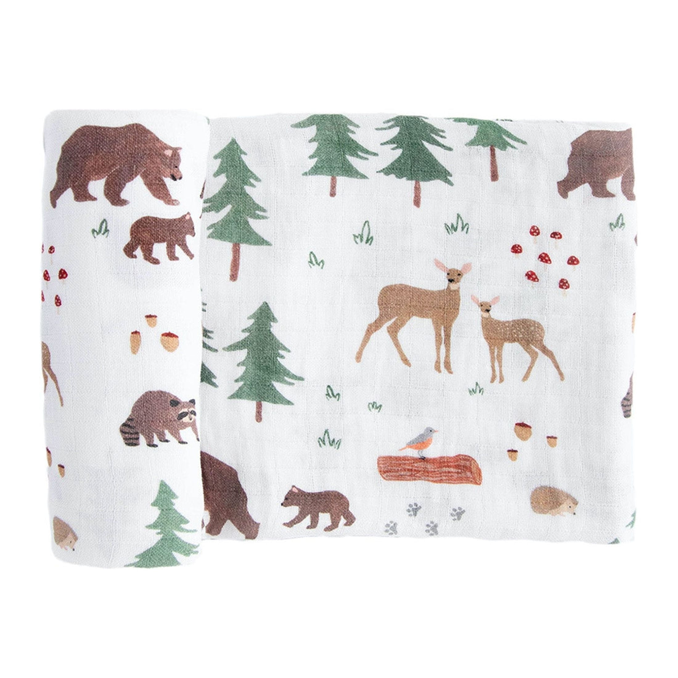 Red Rovr 100% Organic Cotton Muslin Infant Swaddle Blanket, Large, Unisex, Bear Buddies
