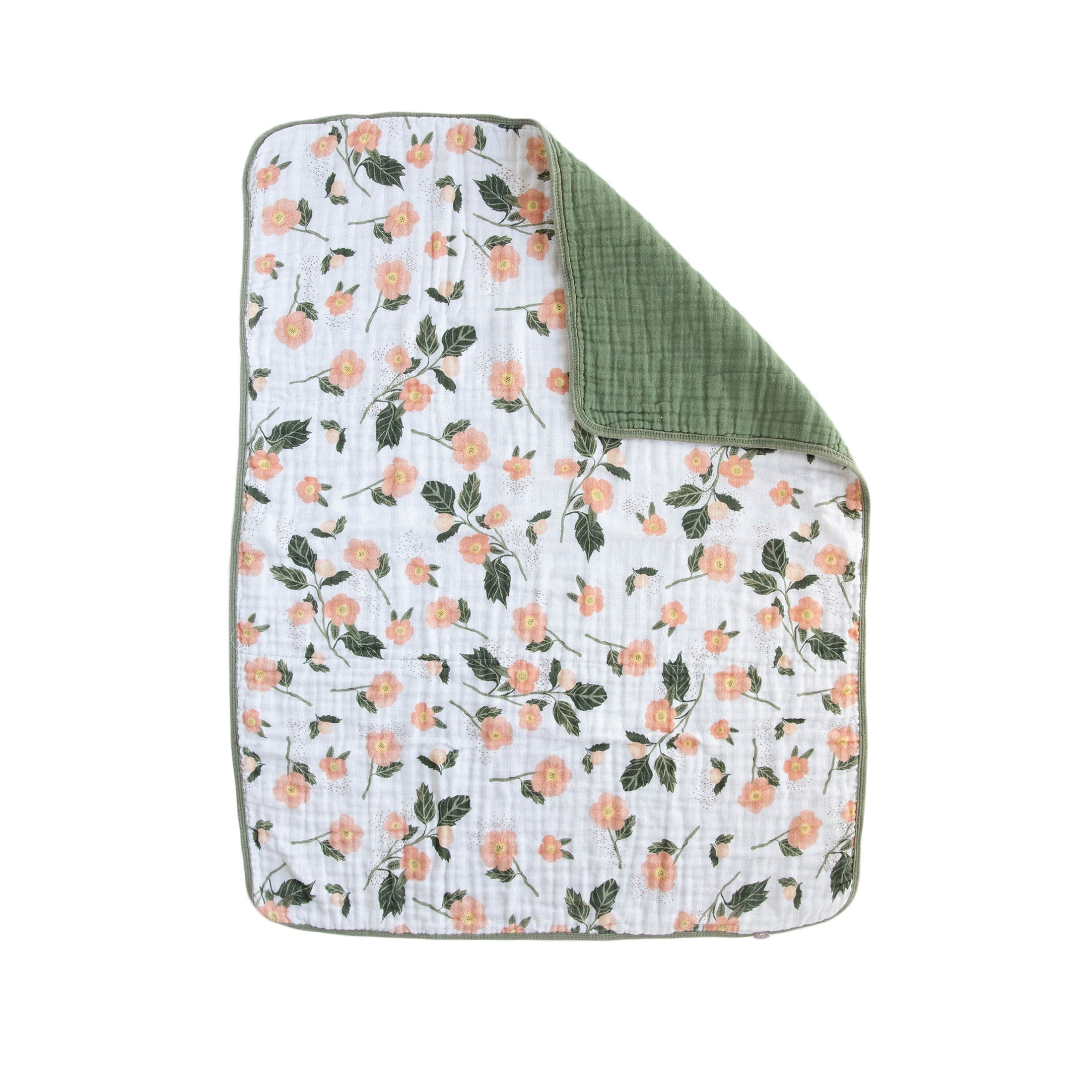 Red Rovr 100% Organic Cotton Muslin Quilted Infant Blanket, Unisex, Blushing Bloom