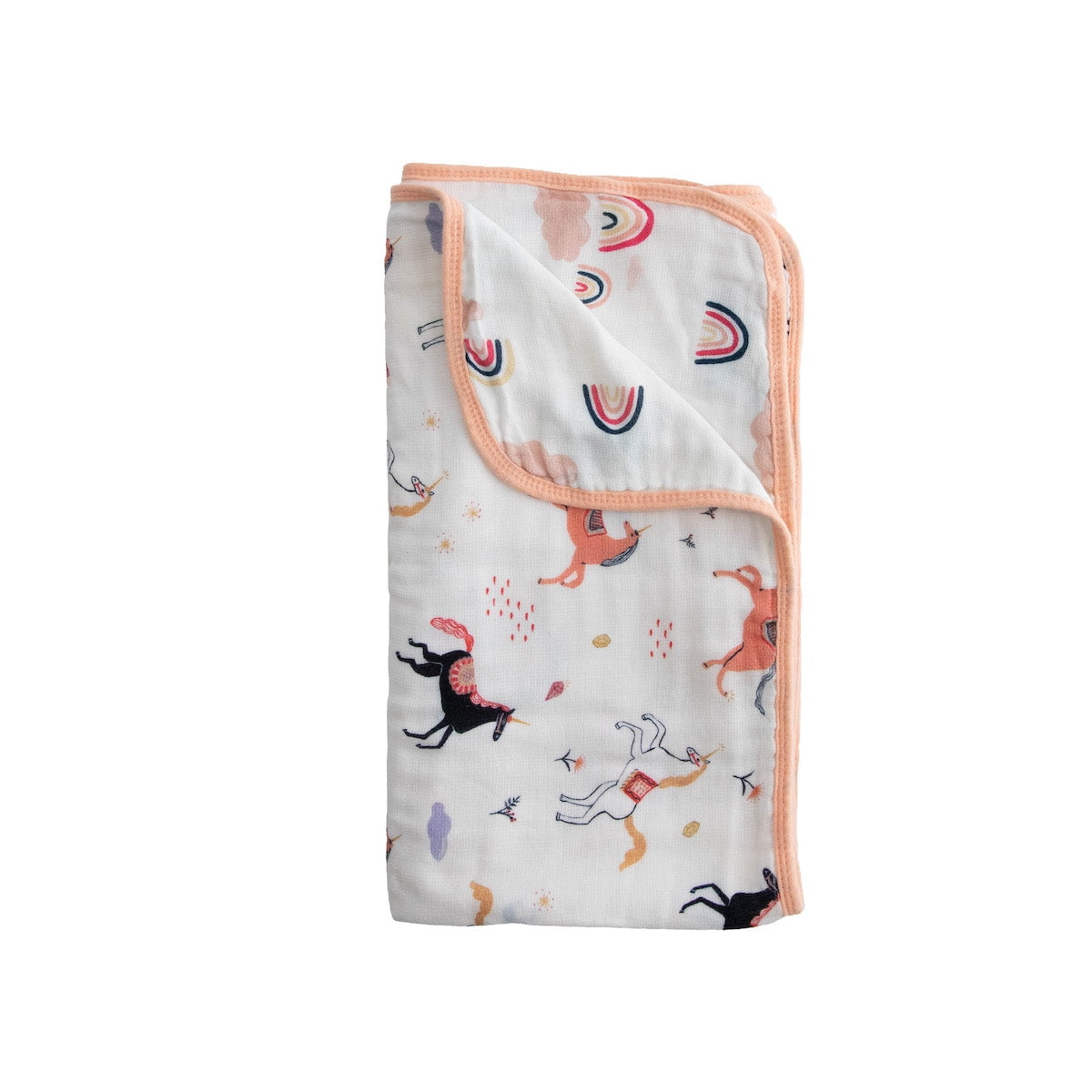 Red Rovr 100% Organic Cotton Muslin Quilted Infant Blanket, Unisex, Little Unicorns