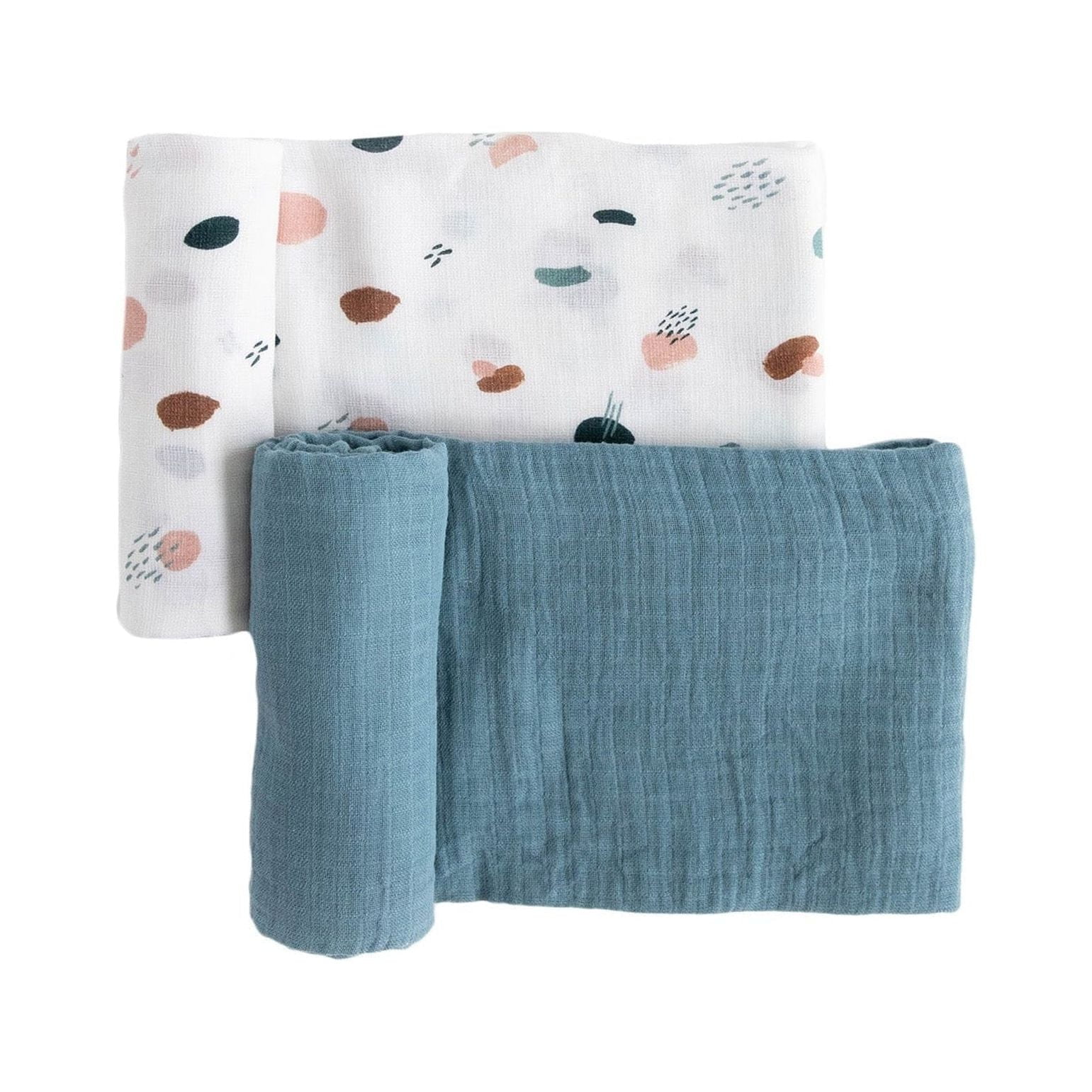 Red Rovr 100% Organic Cotton Muslin Swaddle Infant Blanket 2 Pk, Unisex, Dots & Dashes