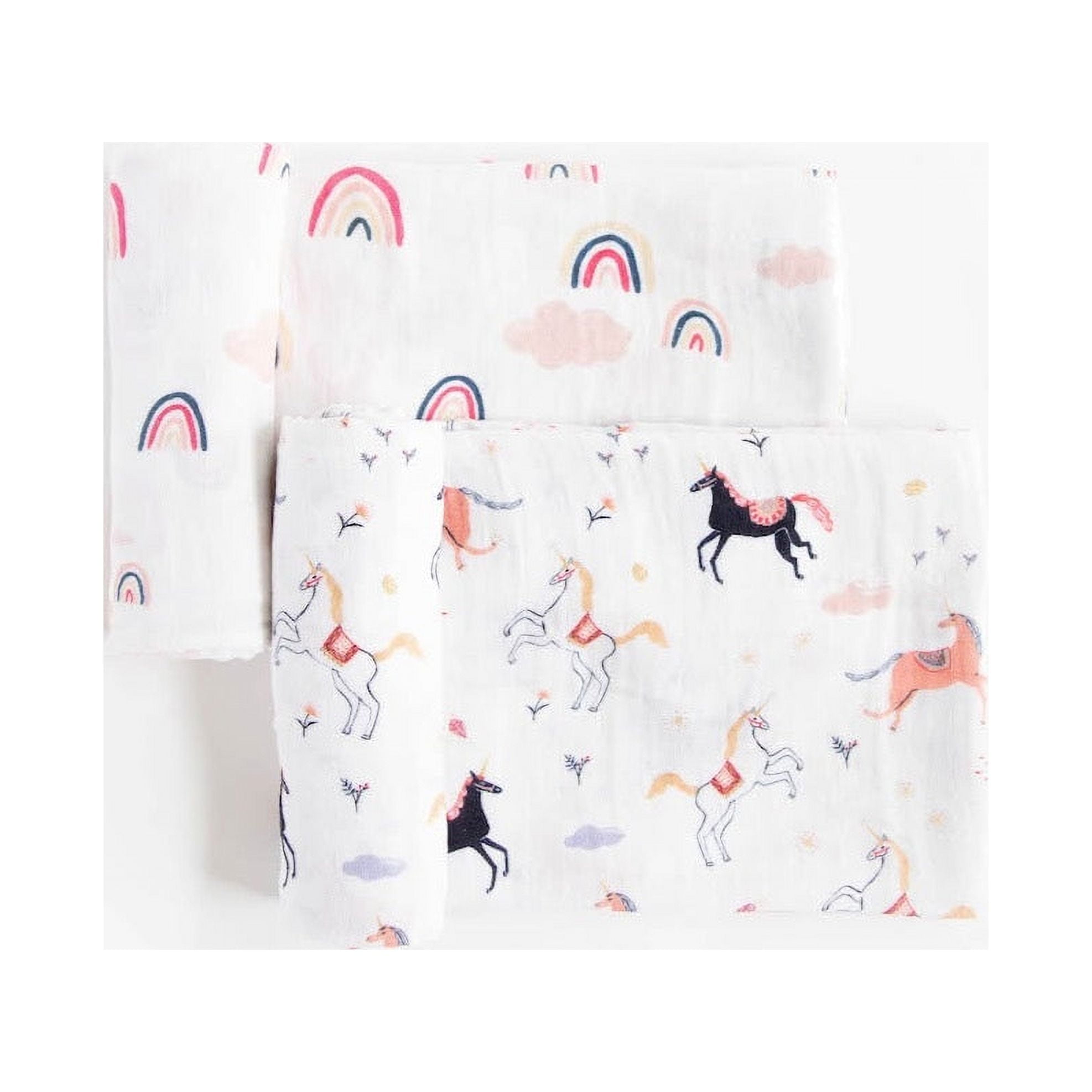 Red Rovr 100% Organic Cotton Muslin Swaddle Infant Blanket 2 Pk, Unisex, Little Unicorns