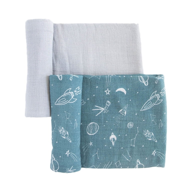 RED ROVR Organic Cotton Muslin Swaddle Blanket - 44" X 44" Baby Wrap, Newborn Receiving Blanket (Dots & Dashes)