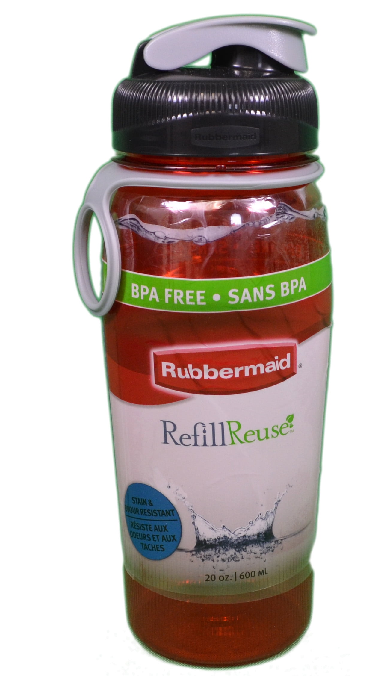 Red Rubbermaid BPA Free Water Bottle Refill Reuse 20oz Flip Top Lid 