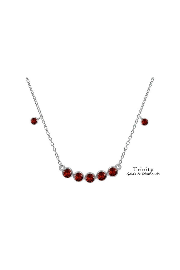 Red Ruby Bezel Curved Bar Necklace/ 925 Sterling Silver Ruby Necklace/ Anniversary Gift/ Dainty Ruby Bar Necklace/ Women's Necklace