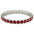 thumbnail image 1 of Red Ruby Gemstone Round 2.50 MM 925 Sterling Silver Eternity Women Stacking Ring Jewelry (Sterling Silver, 12), 1 of 5