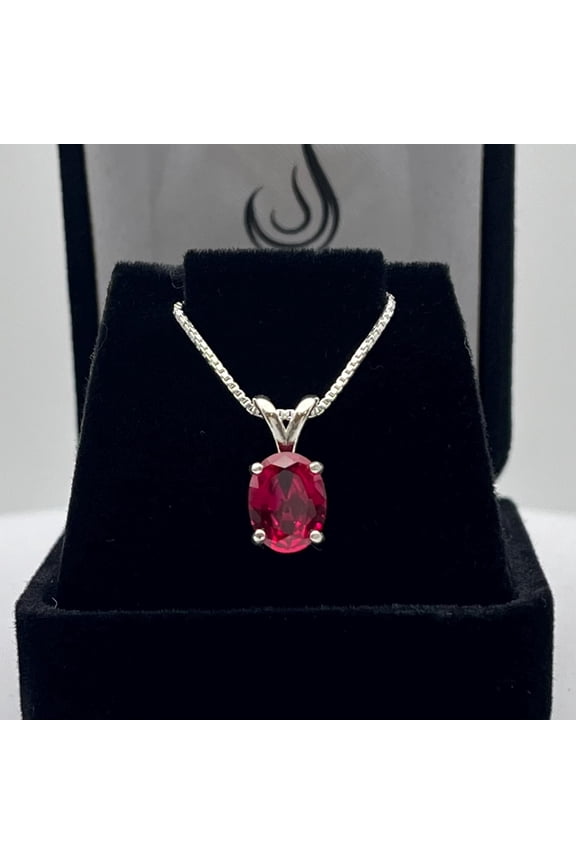 Round Pendant Red Ruby Gemstone Necklaces 925 Sterling, Silver For Beloved