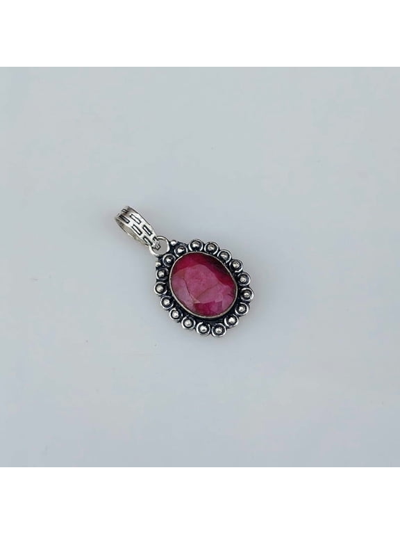 Red Ruby Pendant 925 Sterling Silver Natural Gemstone Handmade Boho Pendant Jewelry Gift For Her