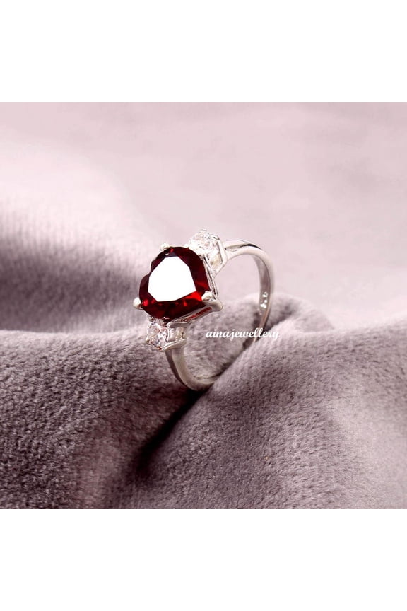 Red Ruby Ring, Cushion Cut Ruby, Stacker Ring, 925 Sterling Silver, Purpose Ring, Ruby Ring, Cluster Ring, Statement Ring, Engagement Ring