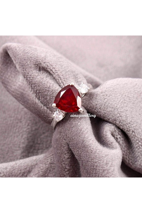 Red Ruby Ring, Cushion Cut Ruby, Stacker Ring, 925 Sterling Silver, Purpose Ring, Ruby Ring, Cluster Ring, Statement Ring, Engagement Ring
