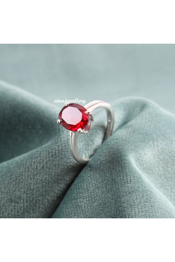 Red Ruby Ring, Cushion Cut Ruby, Stacker Ring, 925 Sterling Silver, Purpose Ring, Ruby Ring, Cluster Ring, Statement Ring, Engagement Ring