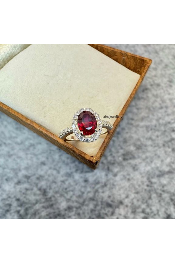 Red Ruby Ring, Cushion Cut Ruby, Stacker Ring, 925 Sterling Silver, Purpose Ring, Ruby Ring, Cluster Ring, Statement Ring, Engagement Ring
