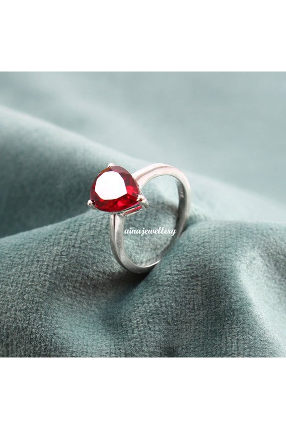 Red Ruby Ring, Cushion Cut Ruby, Stacker Ring, 925 Sterling Silver, Purpose Ring, Ruby Ring, Cluster Ring, Statement Ring, Engagement Ring