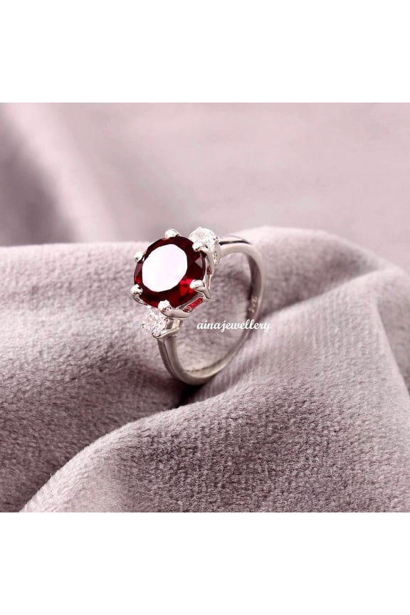 Red Ruby Ring, Cushion Cut Ruby, Stacker Ring, 925 Sterling Silver, Purpose Ring, Ruby Ring, Cluster Ring, Statement Ring, Engagement Ring