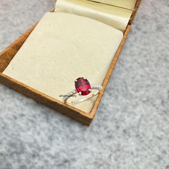 Red Ruby Ring, Cushion Cut Ruby, Stacker Ring, 925 Sterling Silver, Purpose Ring, Ruby Ring, Cluster Ring, Statement Ring, Engagement Ring