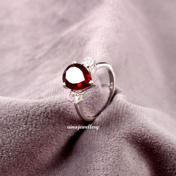 Red Ruby Ring, Cushion Cut Ruby, Stacker Ring, 925 Sterling Silver, Purpose Ring, Ruby Ring, Cluster Ring, Statement Ring, Engagement Ring