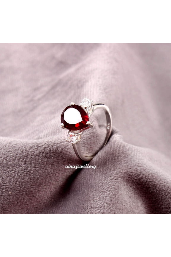 Red Ruby Ring, Cushion Cut Ruby, Stacker Ring, 925 Sterling Silver, Purpose Ring, Ruby Ring, Cluster Ring, Statement Ring, Engagement Ring