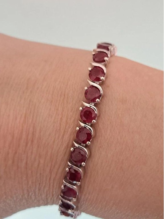 Red Ruby Tennis Bracelet, Ruby Tennis Bracelets 18k Gold plated over sterling silver Sapphire Bracelet, Raw Ruby Gemstone Bracelet ruby tennis bracelet chain