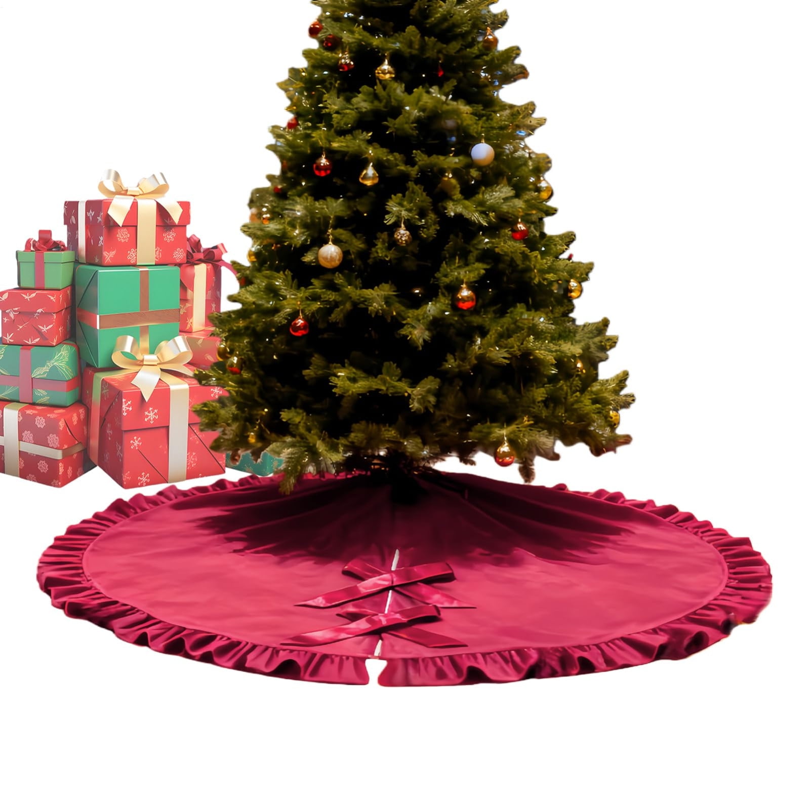 Simons Maison jupe de sapin en velours rouge rubis