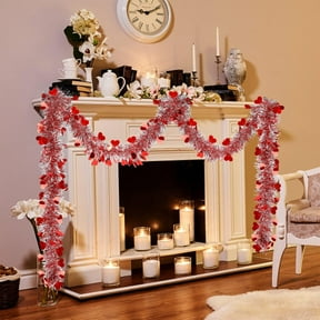Red Ruffled Heart Garland, 9.8ft Valentine's Day Garland for Wedding, Party Decor, Photo Backdrop, Dessert Table Wall Decoration