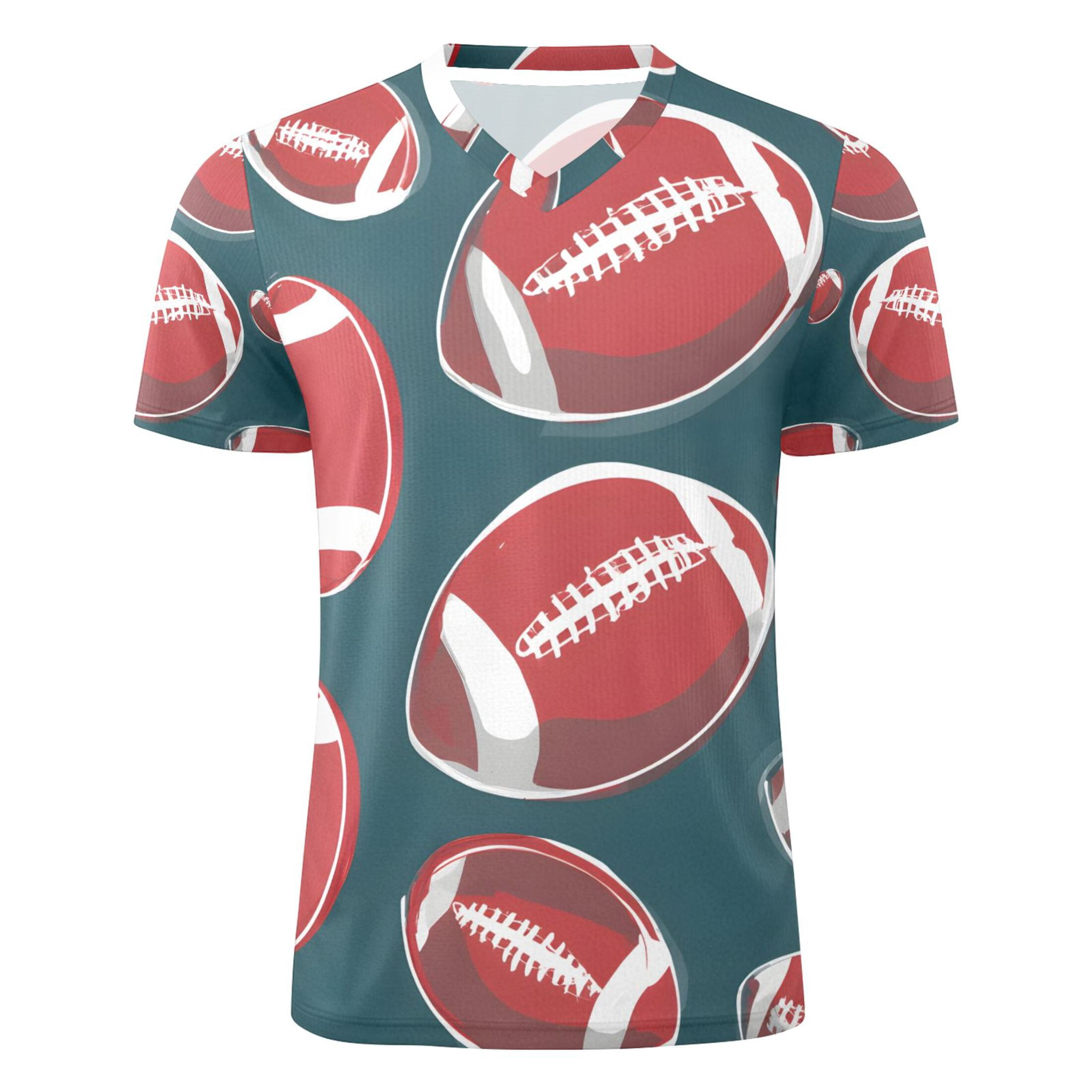 Red Rugby Balls Men's Sports Jerseys Athletic T-Shirt Football Referee Short Sleeves Shirt 3XL