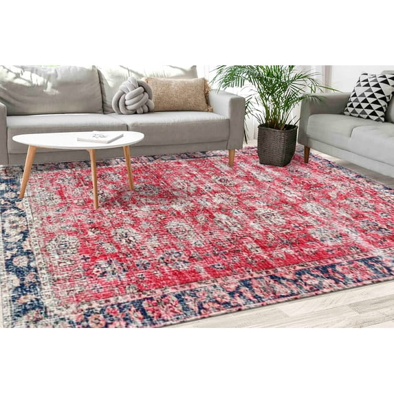 Red Rugs, Muted Rug, Faded Rug, Antique Style Rugs, Turkish Rug, Bedroom Rug, Office Decor Rug, Luxury Rug, Gift For Her, Step Rug, 1.7'x2.3' - 50x70 cm