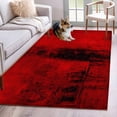 thumbnail image 1 of Red Runner Rug 2.7x5 FT, Non Slip Entryway Carpet, Retro Oil Painting Modern Abstract Art Aesthetics Washable Soft Floor Carpet Entrance Mat Non-Shedding Throw Rug for Hallway Laundry Room Bedside, 1 of 9