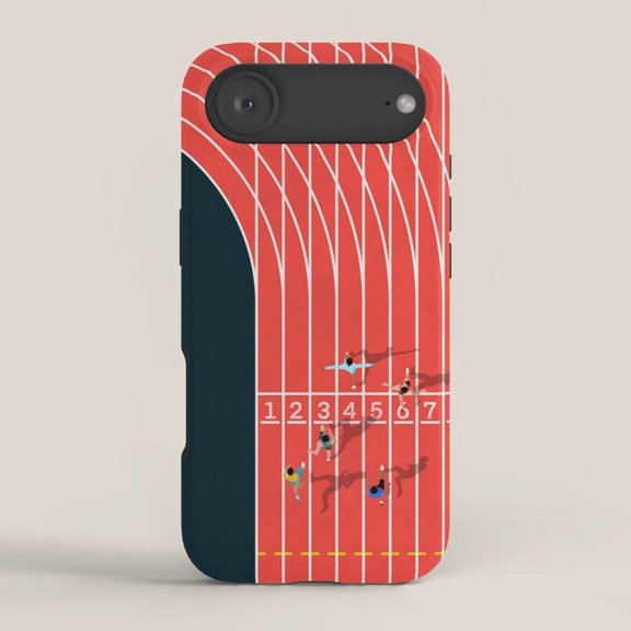 Red Running Track and Sprinters Tough Case for Apple iPhone, Polycarbonate Shell with TPU Liner
