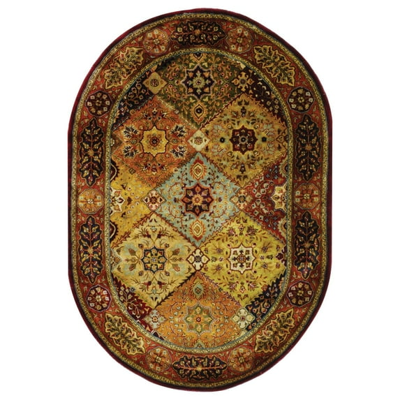 Traditional Rug - Persian Legend New Zealand Wool -Red/Rust-Color:Red/Rust,Design:Traditional,Shape:Oval,Size:8'L x 5' W