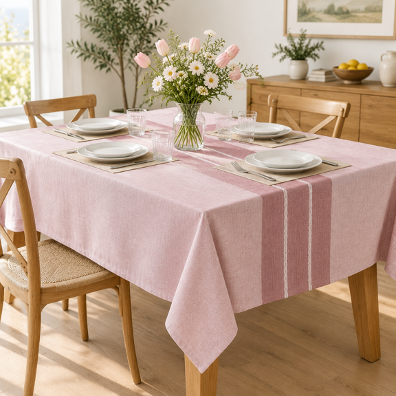 Red Rustic Burlap Tablecloth 60*120 Inch Rectangular