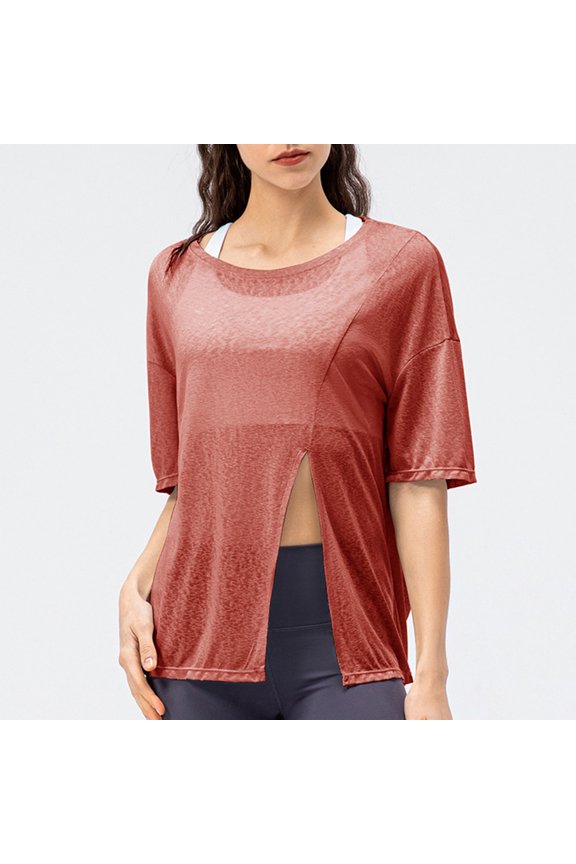 Red S WIZUTIZ Tops Women's Loose Fit Cotton Soft Trendy Cotton Blend Tops Ladies Athletic Solid Shirts Fluffy Crew Neck Tshirt Pure Colour Basic Blouse Ultra Soft Short Sleeve Tee T-shirt