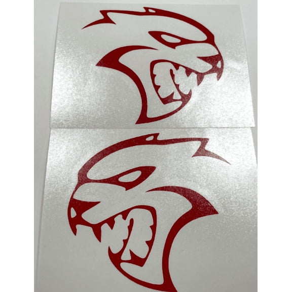 Red SRT Hellcat Emblem Overlay Decal Pair For 2019-2023 Dodge Challenger