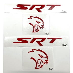 Red SRT Hellcat Front & Rear Emblem Overlay Decal Set For 2018-2023 Challenger
