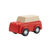PlanToys  Red SUV Wooden Montessori Vehicle Toy | Early Movement, Imagination and Practical Life Exploration | Eco Friendly Car for Indoor and Outdoor Play