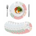 thumbnail image 1 of Red Sage Green Coastal Round 15 Inch Placemats Set of 8, Summer Beach Coral Shell Starfish HeatResistant Non Slip Place Mats for Dining Table, Wipeable Braided Kitchen Table Mats for Housewarming, 1 of 9
