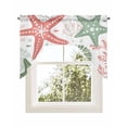 thumbnail image 1 of Red Sage Green Starfish Coastal Swag Valance for Windows 56'' x 36'', Beach Nautical Coral Sea Light Filtering Kitchen Curtains Valances for Bathroom/Living Room/Bedroom/Café, Rod Pocket Curtain, 1 of 6
