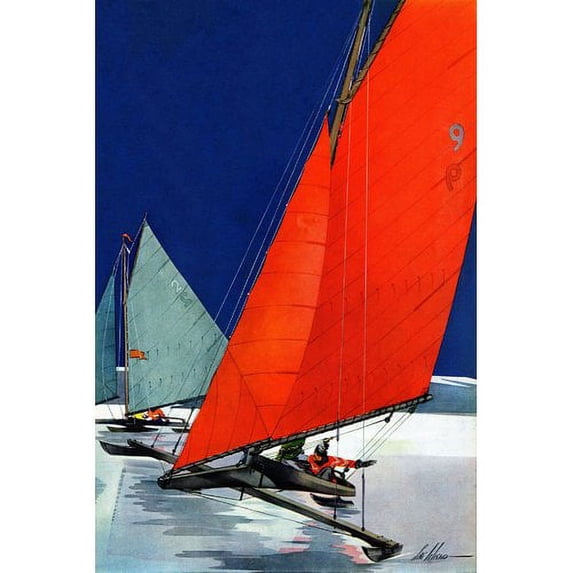 "Red Sail" Painting Print on Wrapped Canvas