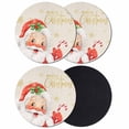 thumbnail image 1 of Red Santa Christmas Coasters Set of 4, Absorbent Coasters for Drinks, Xmas Snowflake Rustic Coaster for Desk Coffee Table Protection, Home Decor House Warming Gifts 4", 1 of 8
