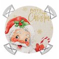 thumbnail image 1 of Red Santa Christmas Round Tablecloth for 36-44 Inch Tables, Fitted Table Cover with Elastic Edge, Xmas Snowflake Rustic Waterproof Outdoor Table Cloth Protector for Patio Garden Dinner Picnic, 1 of 9